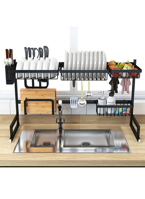 Over The Sink Dish Drying Rack Organizer Black 85cm