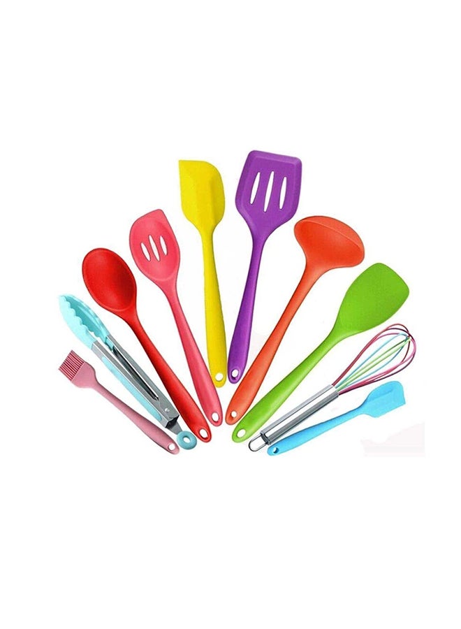 طقم من 10 أدوات مطبخ من السيليكون بألوان قوس قزح . متعدد الألوان 18x7x15سم - Image 1