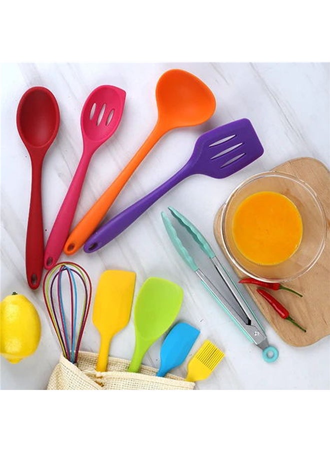 طقم من 10 أدوات مطبخ من السيليكون بألوان قوس قزح . متعدد الألوان 18x7x15سم - Image 2