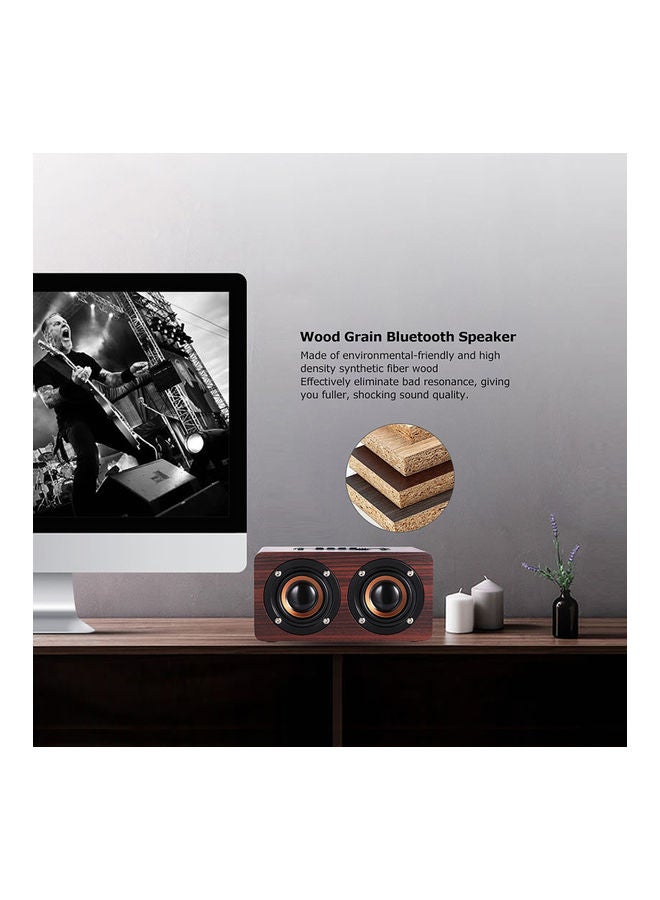 مكبر صوت W5 يعمل بالبلوتوث بتصميم خشبي بني - Image 2