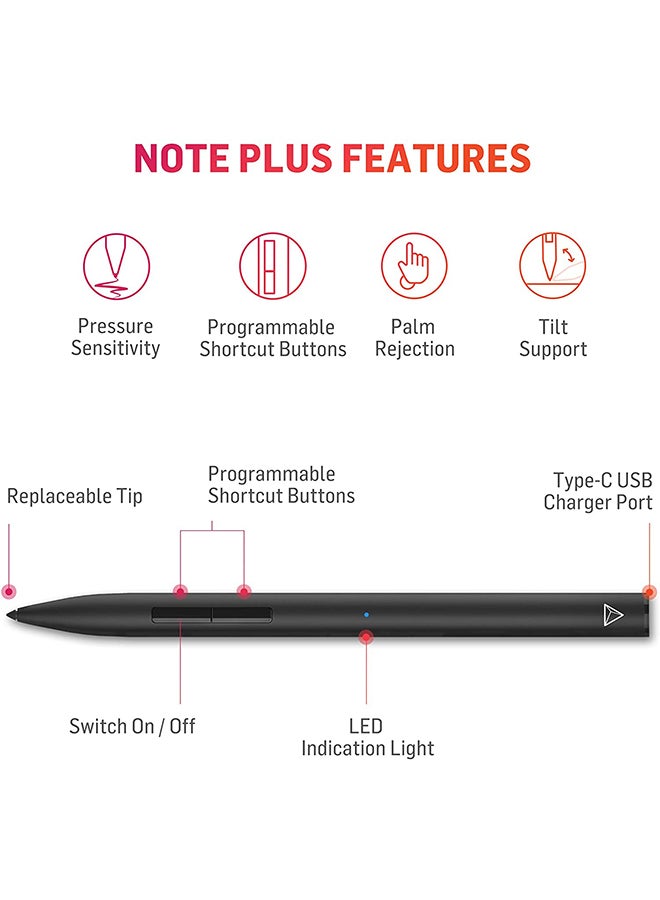 قلم ستايلس نوت+ مزود بخاصية رفض راحة اليد الأصلية لجهاز أبل آي باد أسود - v1611212078/N33500541A_4