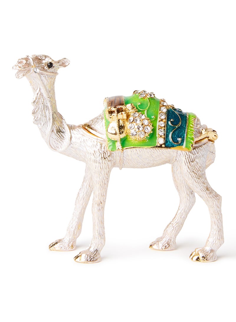 Al Jaber Decorative Gold Plated Camel Figurine Silver/Blue/Green - Image 1