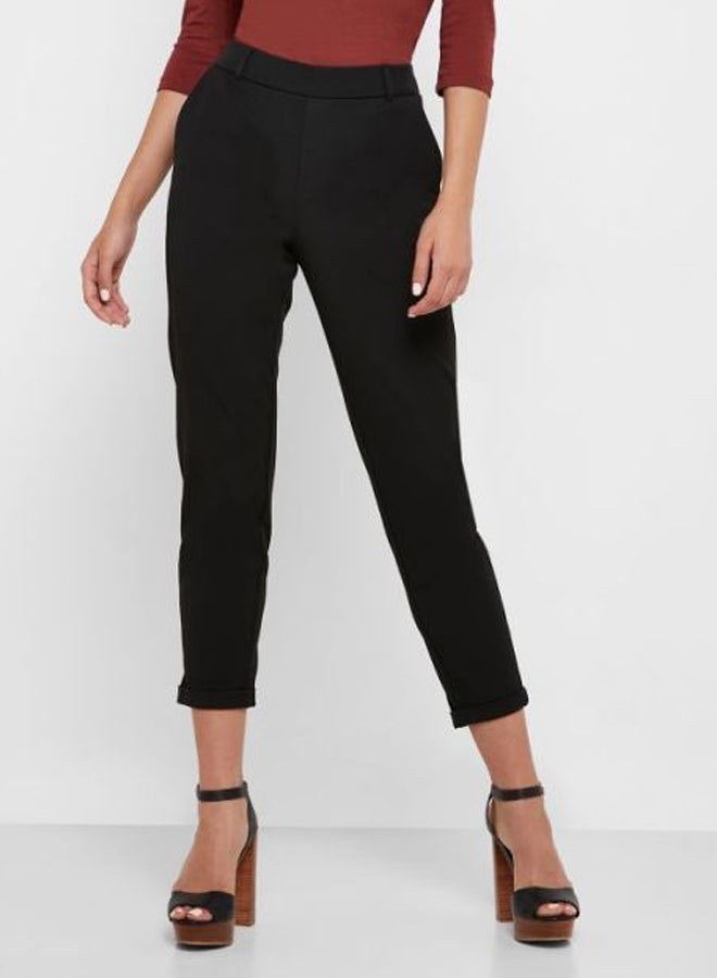 VERO MODA Fabric Roll Hem Pants Black  - Image 1