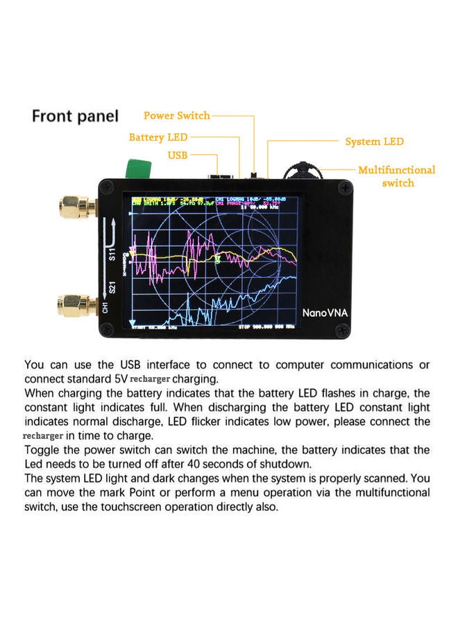 Portable Handheld Vector Network Analyzer Black