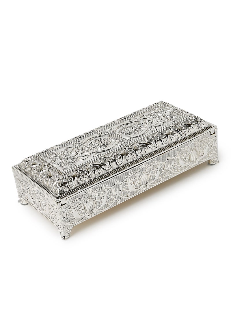 آل جابر صندوق عرض زينة رائع مطلي بالفضة أسود/ فضي  - Image 3