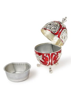 Al Jaber Silver Plated Decorative Incense Burner Silver/Red  - Image 2
