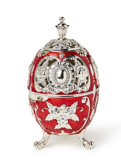 Al Jaber Silver Plated Decorative Incense Burner Silver/Red  - Image 1