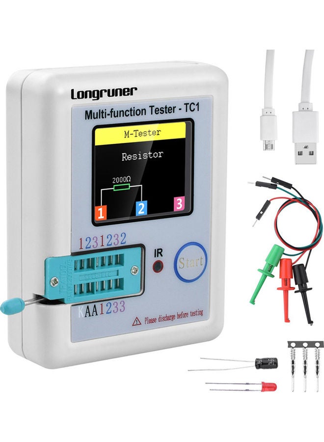 Colourful Display Transistor Tester White 15 x 3 x 12.5cm - Image 1