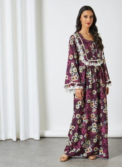 Lace Embellished Jalabiya Multicolour