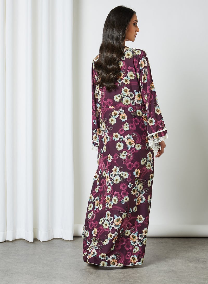 Bousni - Lace Embellished Jalabiya Multicolour - Image 1