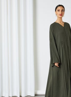 Bousni Front Open Abaya Green  - Image 2