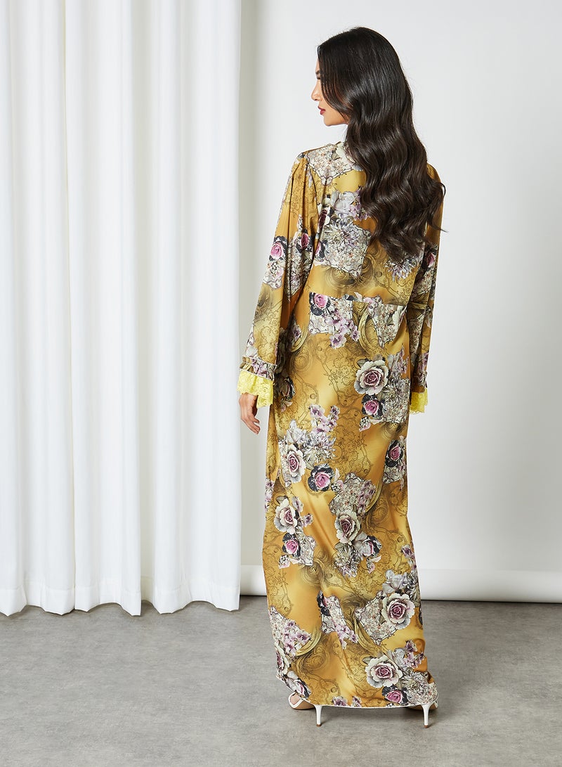 Bousni - Lace Embellished Jalabiya Multicolour - Image 1