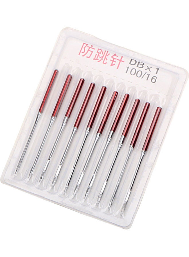10-Piece Sewing Machine Needle Silver/Red