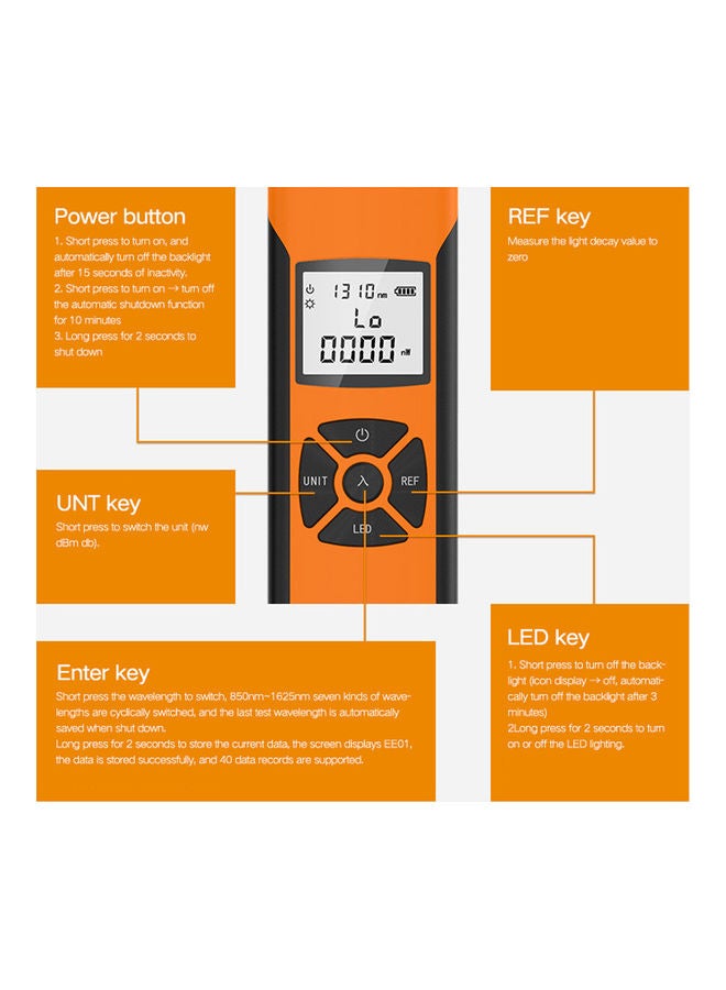 Portable Lightweight Optical Power Meter Orange/Black  - Image 2