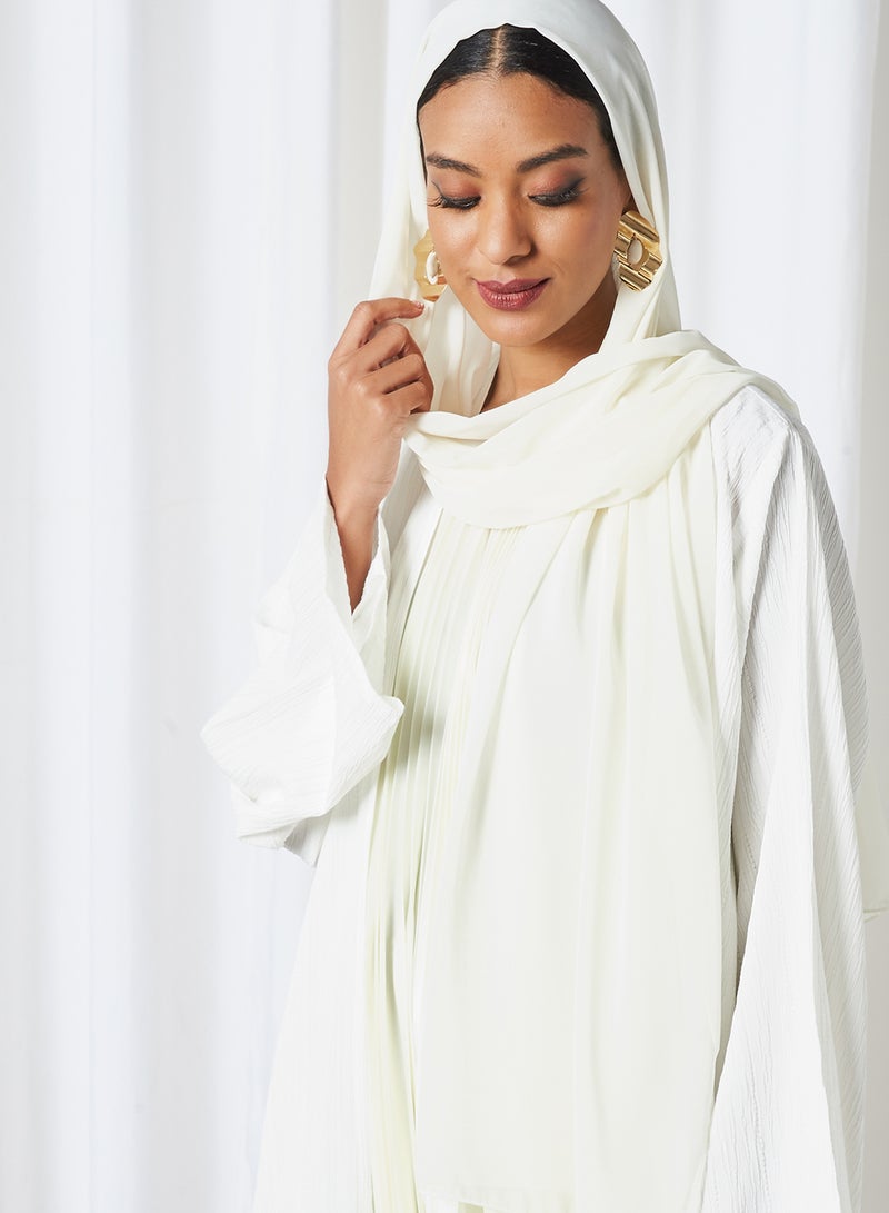 بوسني عباءة بكسرات - طقم من قطعتين أوف وايت  - Image 4