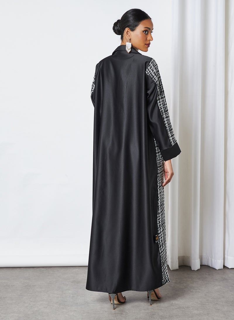 بوسني عباية عصرية بياقة رمادي/أسود - Image 3