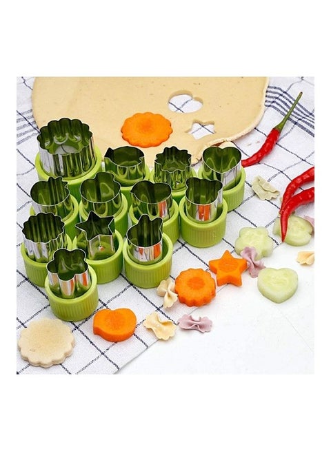12-Piece Vegetables Fruit Shape Cutter Set Green 18 x 6.9 x 4.8cm