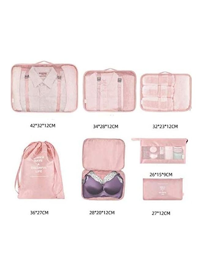 Generic - 7-Piece Travel Luggage Organizer Packing Cube Set Pink - Image 1