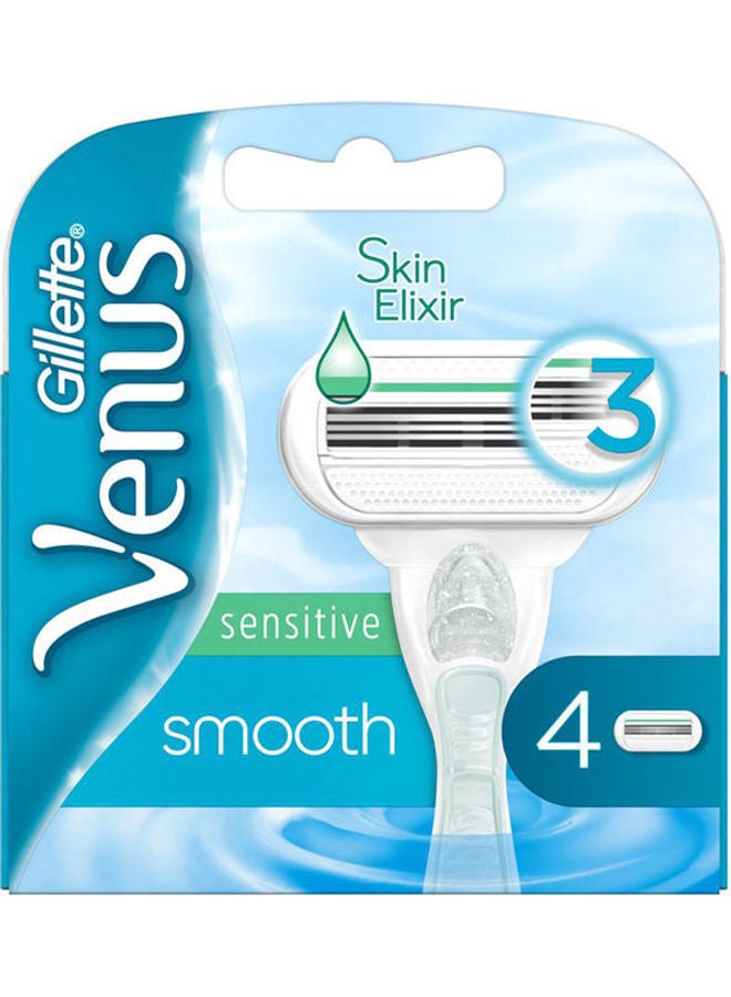 Gillette Venus Sensitive Smooth Razor For Women With 4 Cartridges Multicolour
