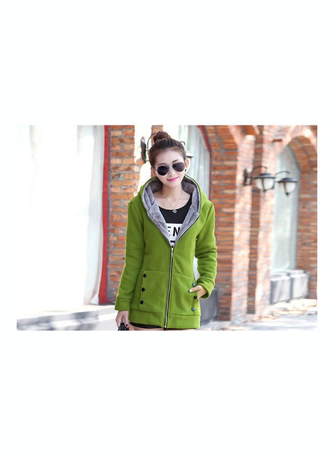 جاكيت سادة بسحّاب أخضر - Image 3