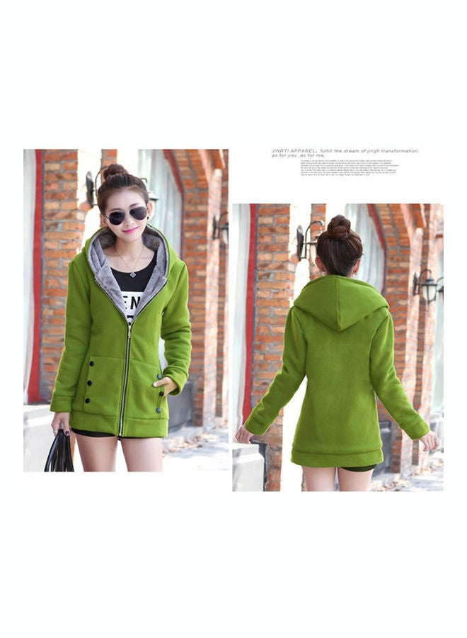 جاكيت سادة بسحّاب أخضر - Image 2