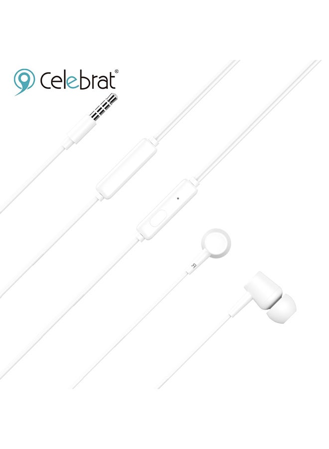 Celebrat - Bass Stereo Earphones White - Image 1