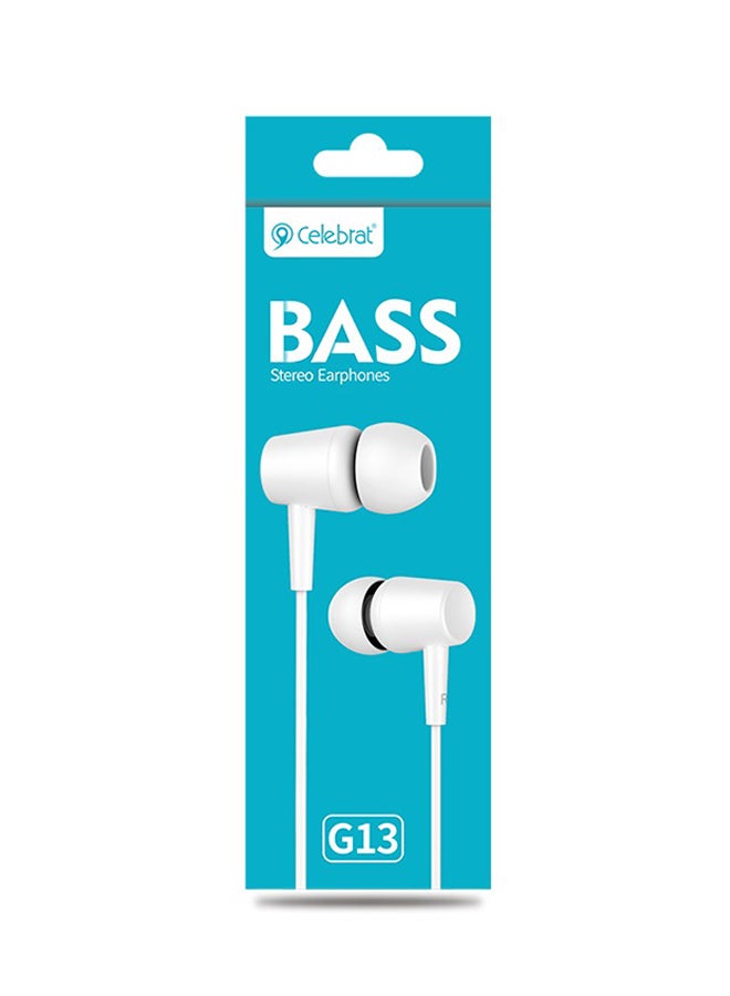 Celebrat - Bass Stereo Earphones White - Image 1