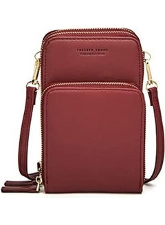 Leather Crossbody Phone Bag Red