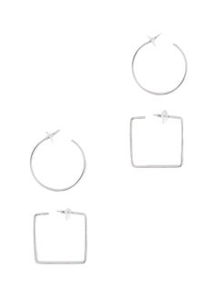 R&B 2-Piece Geometric Design Hoop Earrings Set  - Image 1