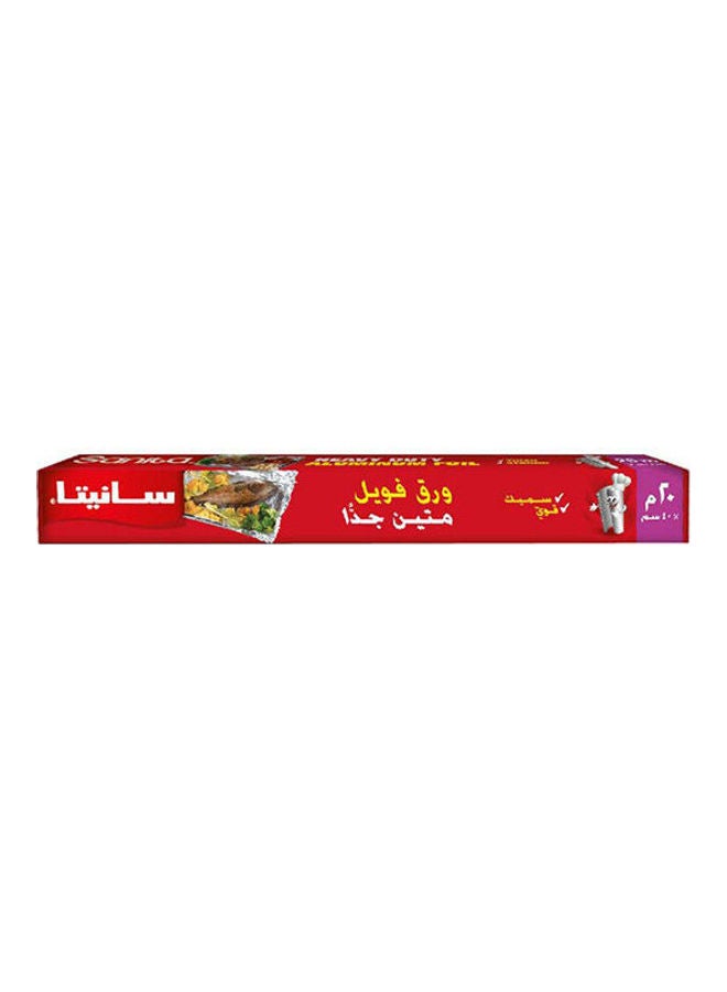 سانيتا الومنيوم فويل متين وقوي - فضي / أحمر 20متر 