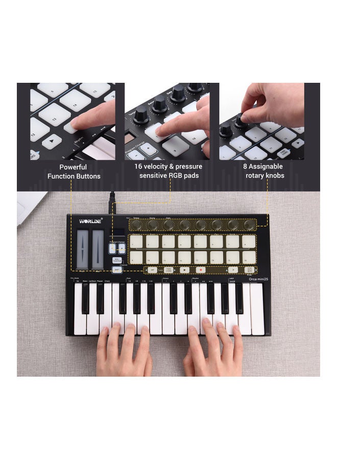 WORLDE - Portable 25-Key USB Midi Keyboard Controller - Image 1