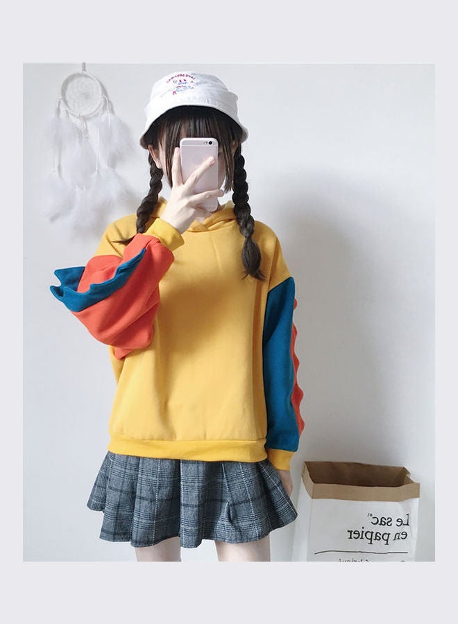 Dinosaur Design Long Sleeves Hoodie Yellow/Blue - Image 5