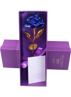 Generic Rose Flower Present With Gift Box Blue/Gold 