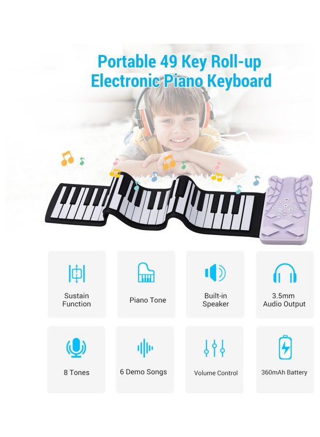 Generic Portable 49-Key Roll-Up Electronic Piano Keyboard  - Image 3