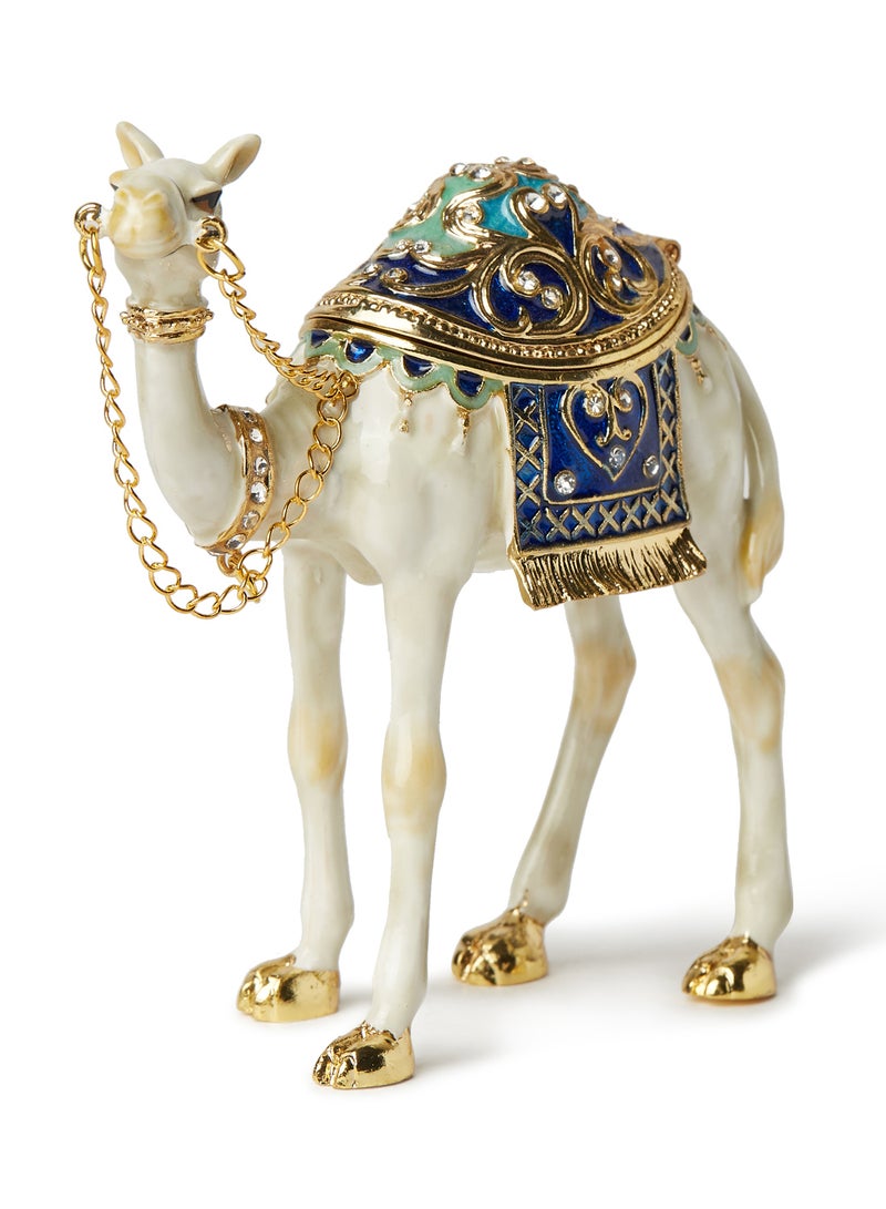 آل جابر مجسم جمل مطلي بالذهب للزينة أبيض/أزرق/أخضر  - Image 2