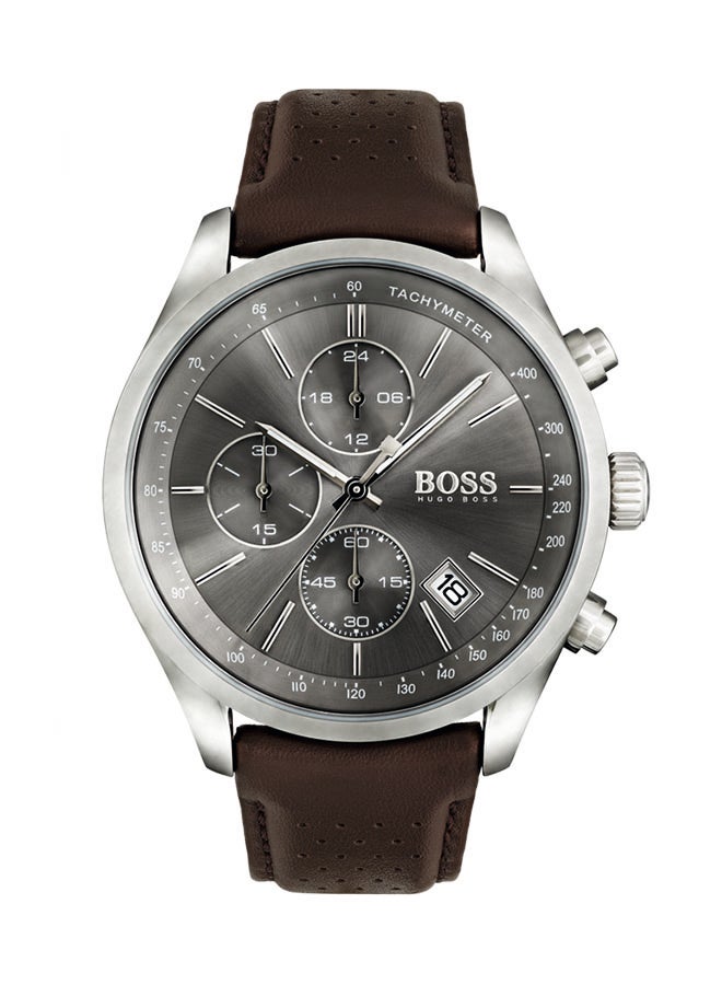 HUGO BOSS Men's Leather Chronograph Wrist Watch 1513476  - Image 1