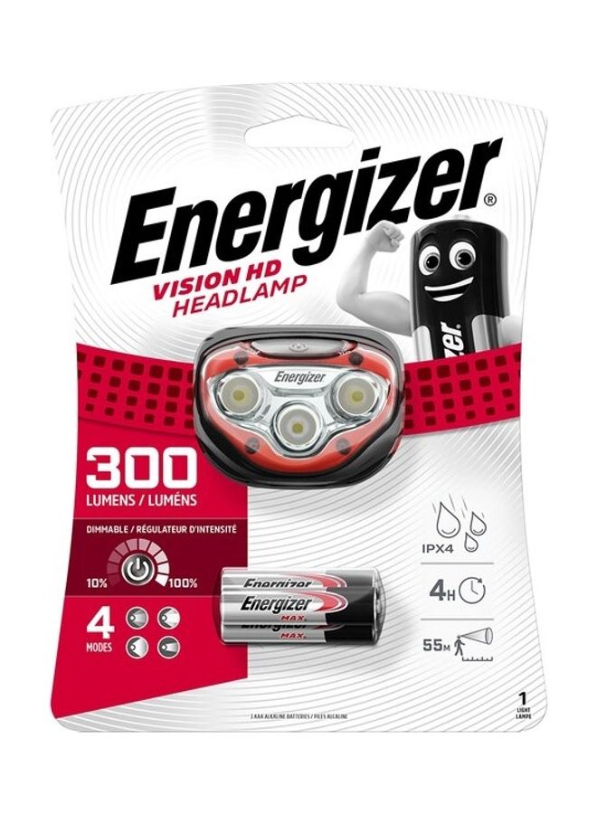 Energizer Vision HD LED Headlamp, 300 Lumens, 4 Modes – Red RED 300ml - Image 1