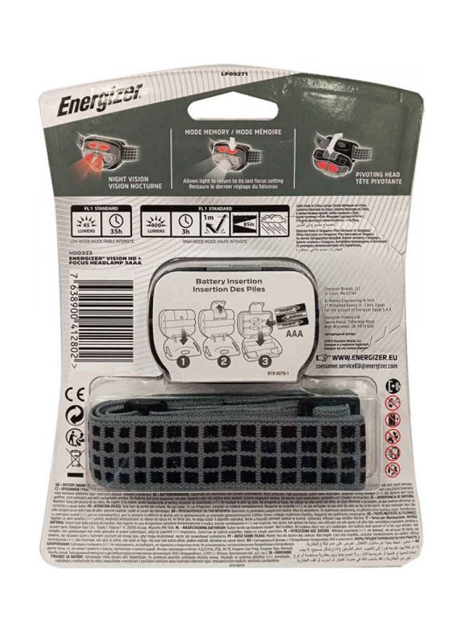 Energizer - Energizer LED  Headlight , Out Door,Hand Free, Champing/Cycling, 400 Lumen  Vision Hd + Focus Headlamp BLACK - Image 1