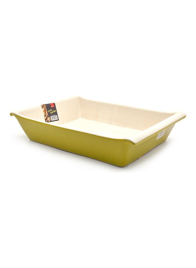 Stoneware Rectangular Baking Dish Green/White 25.5cm
