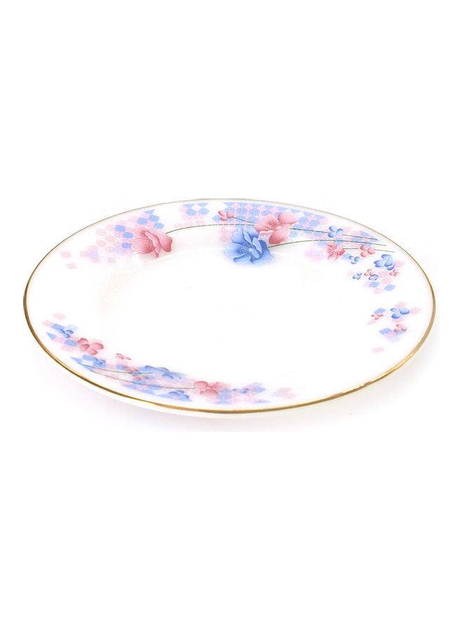 Ceramic Dinner Plate White/Blue/Pink 7inch