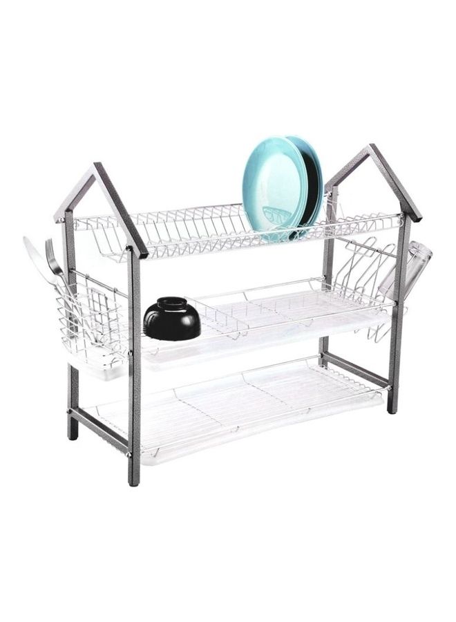 3-Tiers Dish Rack White/Silver 47.5cm
