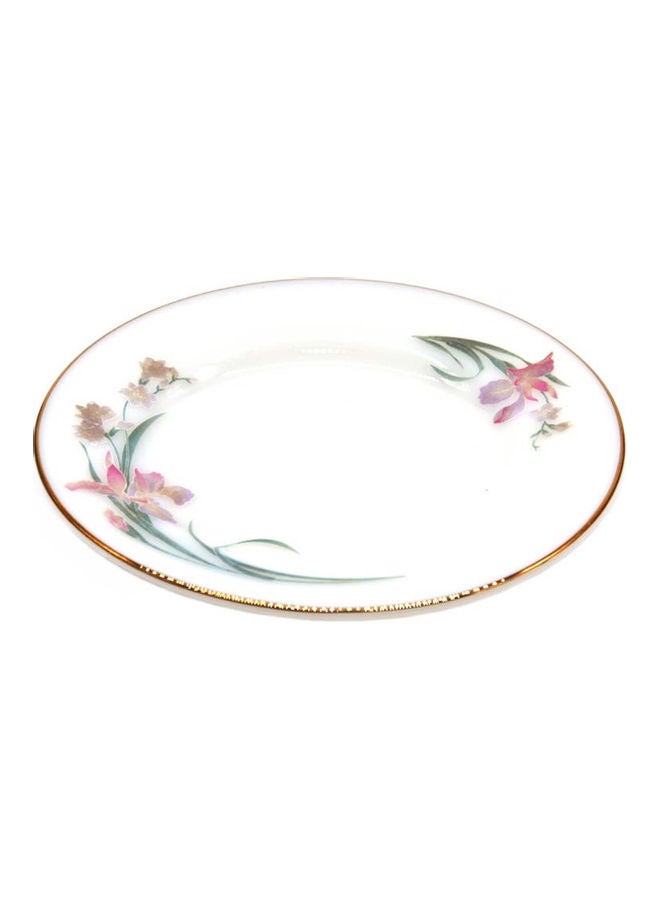 طبق عشاء بتصميم زهور أبيض / وردي / أزرق 7بوصة