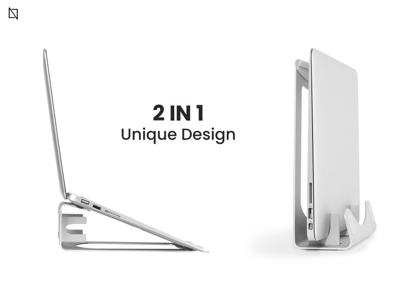 Aluminium Vertical Laptop Stand and Riser Silver