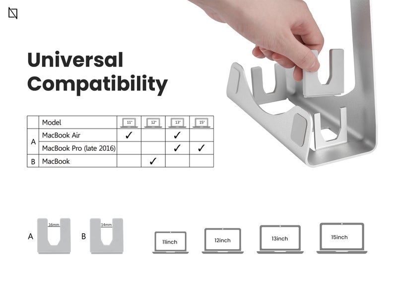 Aluminium Vertical Laptop Stand and Riser Silver