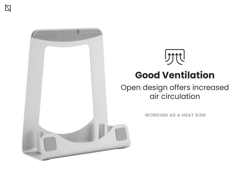 Aluminium Vertical Laptop Stand and Riser Silver