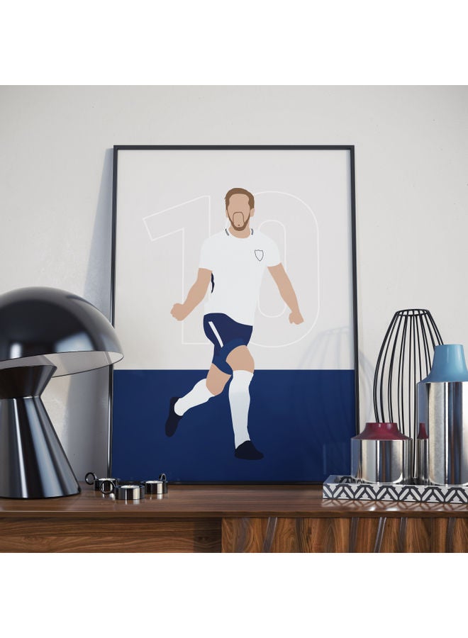 ملصق محاط بإطار بطبعة تمثل صورة اللاعب هاري كين من فريق توتنهام سبورز متعدد الألوان 50x40سم