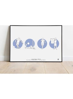 Messi 90+3 Signature Goal Against Real Madrid Series Storyboard Sketch Themed Poster With Frame White/Blue 30x40cm