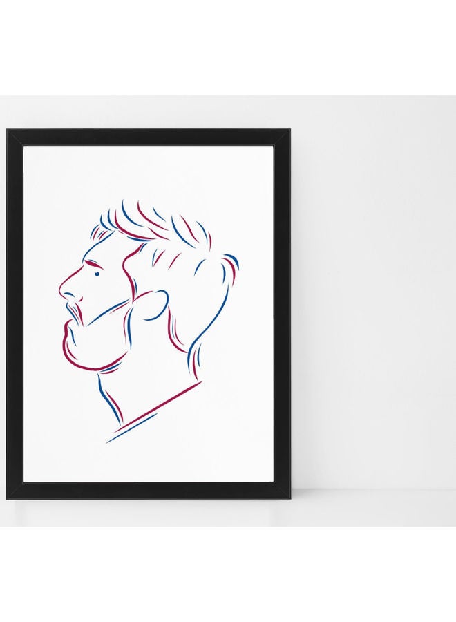 Lionel Messi Barcelona Minimalist Themed Line Poster With Frame White/Red/Blue 30x40cm