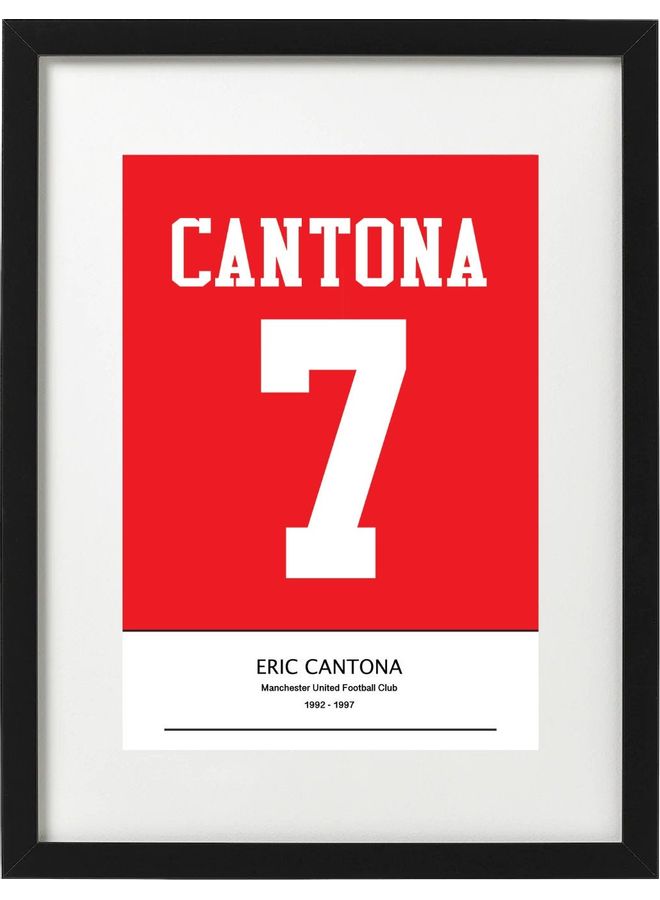 Eric Cantona Manchester United Jersey Themed Poster With Frame Multicolour 30x40cm