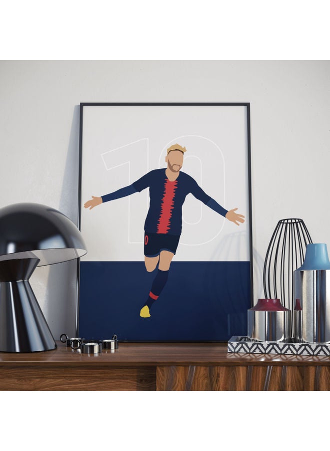 ملصق زخرفي بإطار للاعب الكرة نيمار اللاعب بنادي باريس سان جيرمان متعدد الألوان 30x40سم